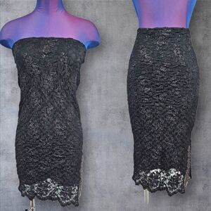 Vintage Whimsigoth Ann Ferriday Black Lace Convertible Mini Dress/Midi Skirt I72